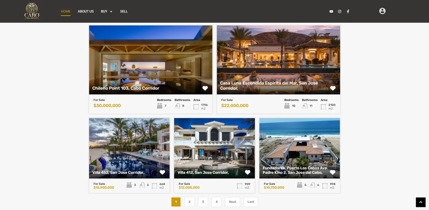 Buying Cabo website homepage