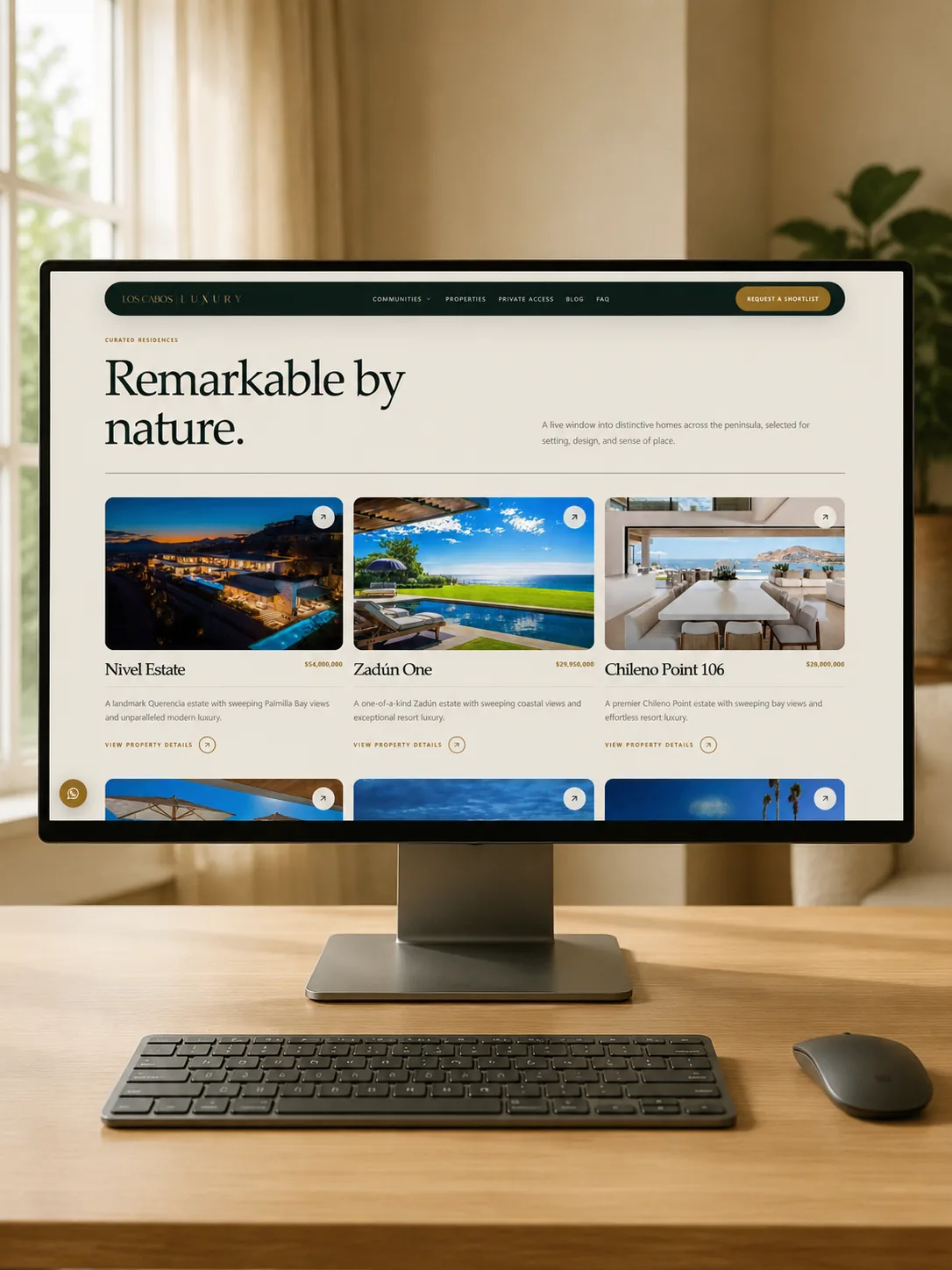 A Luxury Los Cabos property detail page — listing content, imagery, and the inquiry action together