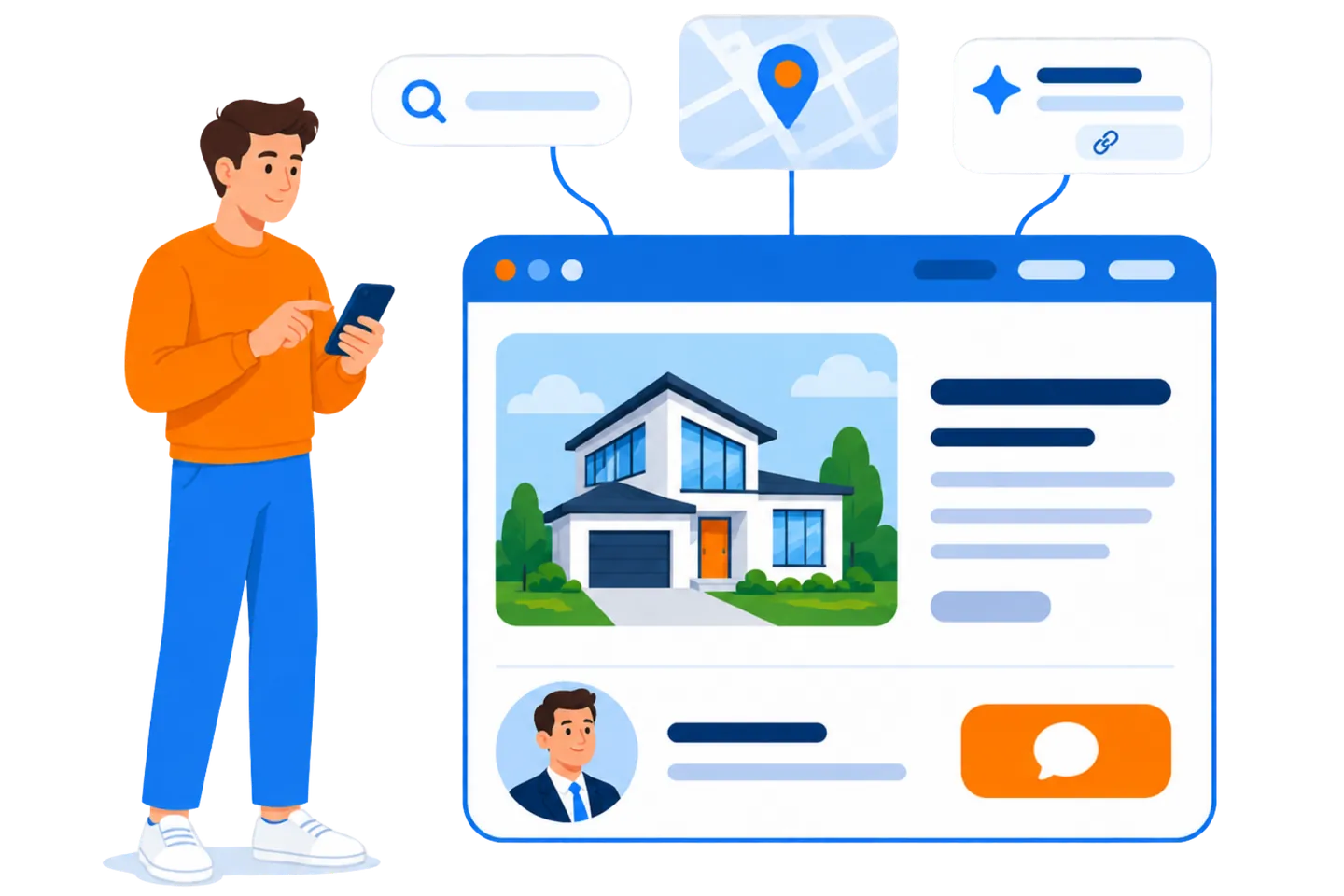 A real estate business surfacing clearly across search and AI-assisted research results